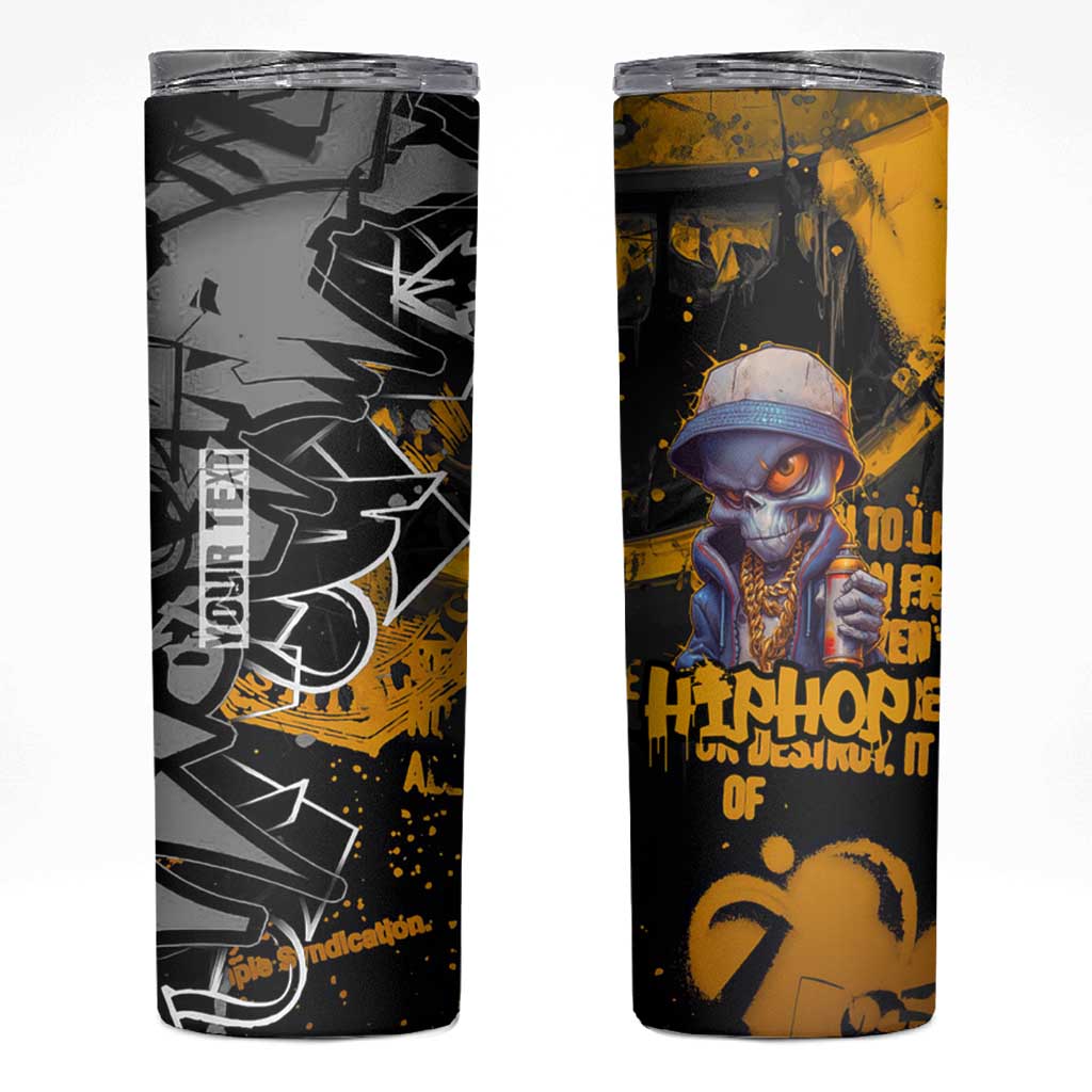 Hip Hop Street Style Skinny Tumbler Yellow and Black Graffiti and Urban Skull Character Design - Wonder Print Shop