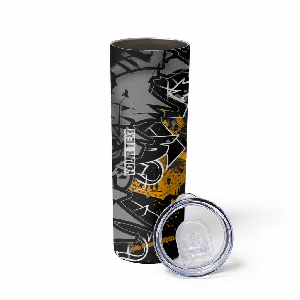 Hip Hop Street Style Skinny Tumbler Yellow and Black Graffiti and Urban Skull Character Design - Wonder Print Shop