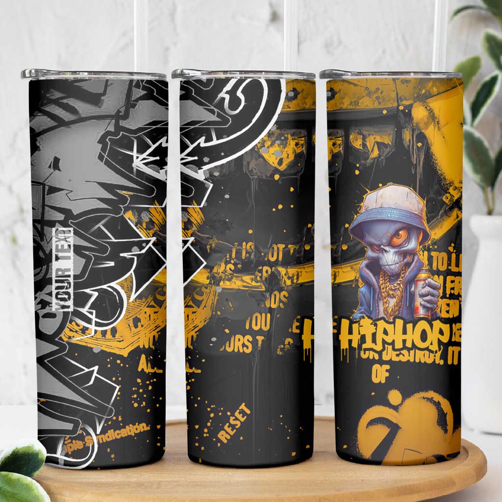 Hip Hop Street Style Skinny Tumbler Yellow and Black Graffiti and Urban Skull Character Design - Wonder Print Shop