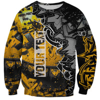Hip Hop Street Style Sweatshirt Yellow and Black Graffiti and Urban Skull Character Design - Wonder Print Shop