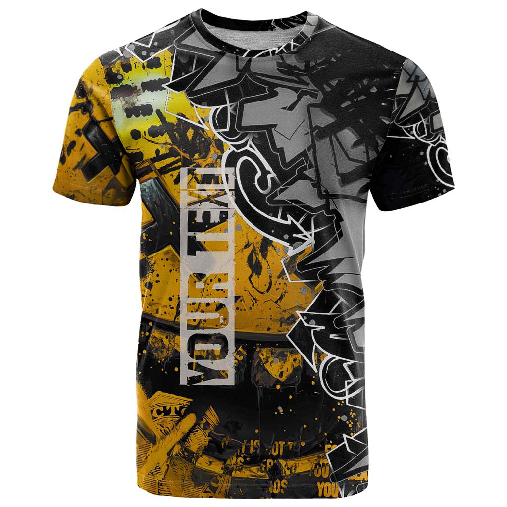 Hip Hop Street Style T Shirt Yellow and Black Graffiti and Urban Skull Character Design - Wonder Print Shop