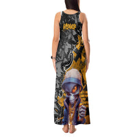 Hip Hop Street Style Tank Maxi Dress Yellow and Black Graffiti and Urban Skull Character Design - Wonder Print Shop
