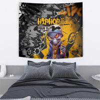 Hip Hop Street Style Tapestry Yellow and Black Graffiti and Urban Skull Character Design - Wonder Print Shop