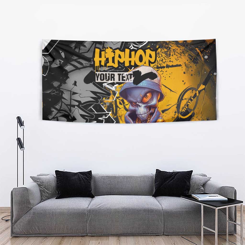 Hip Hop Street Style Tapestry Yellow and Black Graffiti and Urban Skull Character Design - Wonder Print Shop