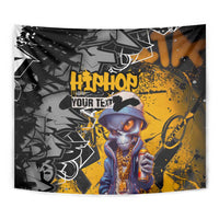 Hip Hop Street Style Tapestry Yellow and Black Graffiti and Urban Skull Character Design - Wonder Print Shop