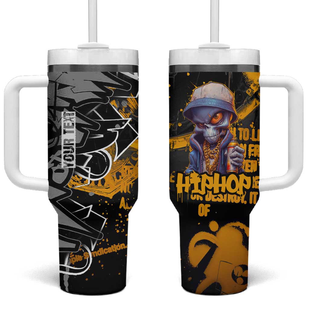Hip Hop Street Style Tumbler With Handle Yellow and Black Graffiti and Urban Skull Character Design - Wonder Print Shop