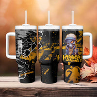 Hip Hop Street Style Tumbler With Handle Yellow and Black Graffiti and Urban Skull Character Design - Wonder Print Shop