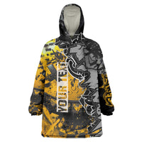 Hip Hop Street Style Wearable Blanket Hoodie Yellow and Black Graffiti and Urban Skull Character Design - Wonder Print Shop