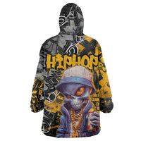 Hip Hop Street Style Wearable Blanket Hoodie Yellow and Black Graffiti and Urban Skull Character Design - Wonder Print Shop