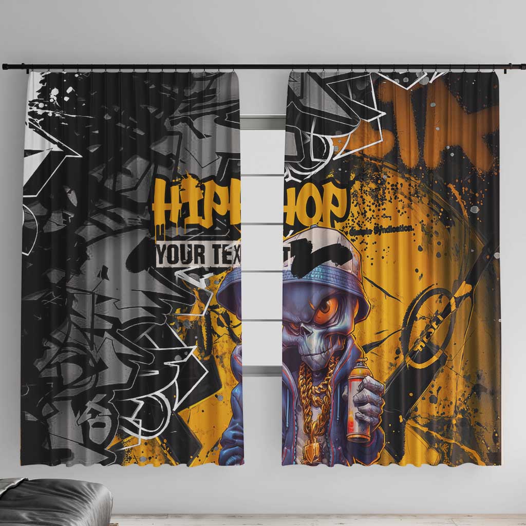 Hip Hop Street Style Window Curtain Yellow and Black Graffiti and Urban Skull Character Design - Wonder Print Shop