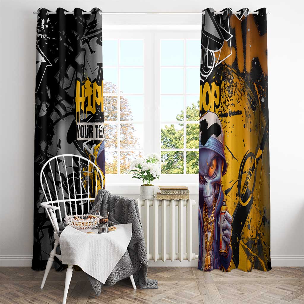 Hip Hop Street Style Window Curtain Yellow and Black Graffiti and Urban Skull Character Design - Wonder Print Shop