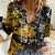 Hip Hop Street Style Women Casual Shirt Yellow and Black Graffiti and Urban Skull Character Design - Wonder Print Shop