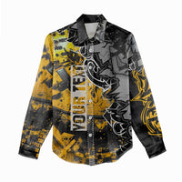 Hip Hop Street Style Women Casual Shirt Yellow and Black Graffiti and Urban Skull Character Design - Wonder Print Shop