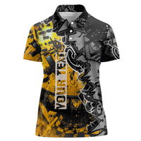 Hip Hop Street Style Women Polo Shirt Yellow and Black Graffiti and Urban Skull Character Design - Wonder Print Shop