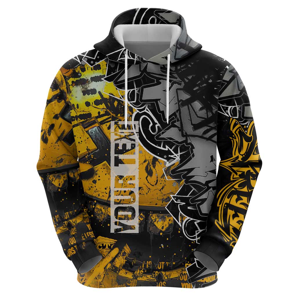 Hip Hop Street Style Zip Hoodie Yellow and Black Graffiti and Urban Skull Character Design - Wonder Print Shop