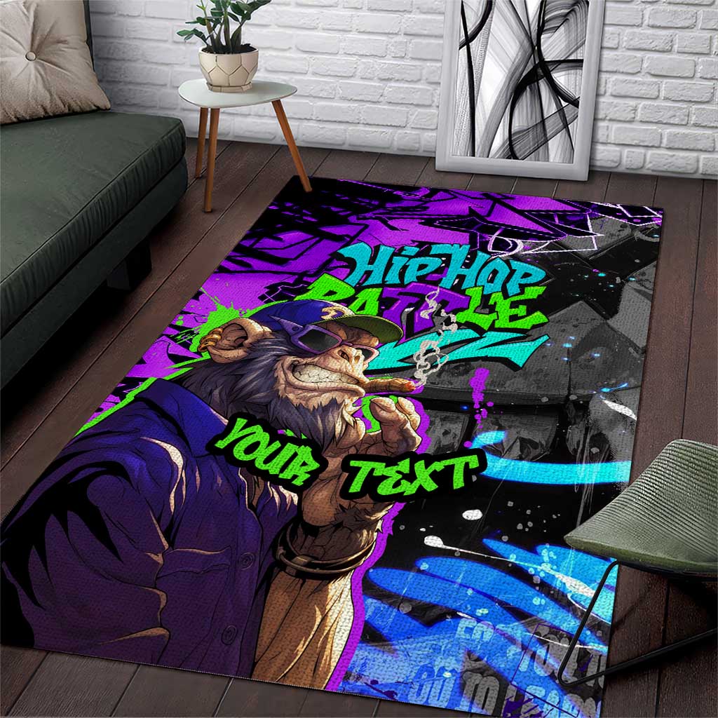 Hip Hop Battle Area Rug Smoking Ape Character and Purple Green Graffiti Street Art Design - Wonder Print Shop