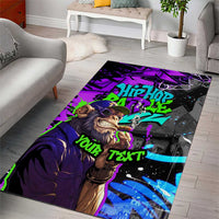 Hip Hop Battle Area Rug Smoking Ape Character and Purple Green Graffiti Street Art Design - Wonder Print Shop