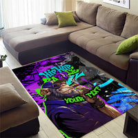 Hip Hop Battle Area Rug Smoking Ape Character and Purple Green Graffiti Street Art Design - Wonder Print Shop