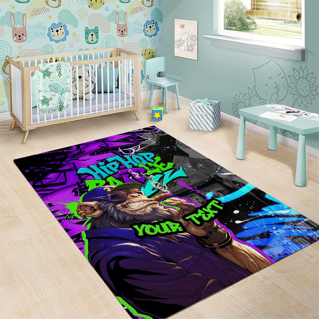 Hip Hop Battle Area Rug Smoking Ape Character and Purple Green Graffiti Street Art Design - Wonder Print Shop