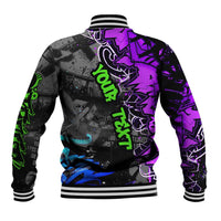Hip Hop Battle Baseball Jacket Smoking Ape Character and Purple Green Graffiti Street Art Design - Wonder Print Shop