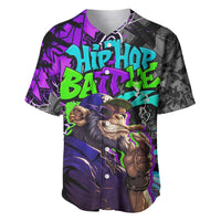 Hip Hop Battle Baseball Jersey Smoking Ape Character and Purple Green Graffiti Street Art Design - Wonder Print Shop