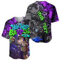Hip Hop Battle Baseball Jersey Smoking Ape Character and Purple Green Graffiti Street Art Design - Wonder Print Shop