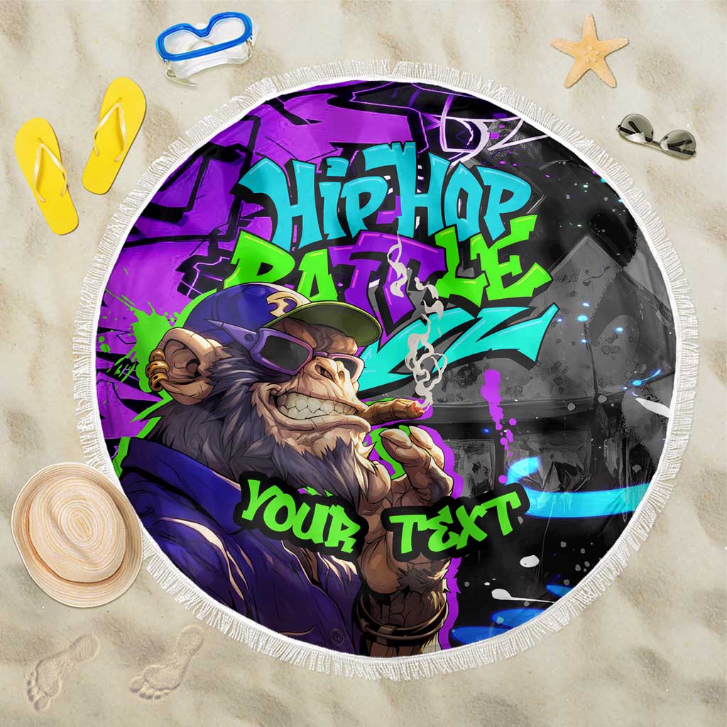 Hip Hop Battle Beach Blanket Smoking Ape Character and Purple Green Graffiti Street Art Design - Wonder Print Shop