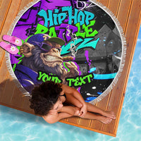 Hip Hop Battle Beach Blanket Smoking Ape Character and Purple Green Graffiti Street Art Design - Wonder Print Shop