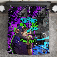 Hip Hop Battle Bedding Set Smoking Ape Character and Purple Green Graffiti Street Art Design - Wonder Print Shop