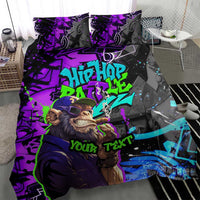 Hip Hop Battle Bedding Set Smoking Ape Character and Purple Green Graffiti Street Art Design - Wonder Print Shop