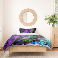 Hip Hop Battle Bedding Set Smoking Ape Character and Purple Green Graffiti Street Art Design - Wonder Print Shop