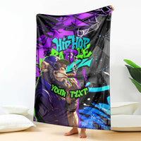 Hip Hop Battle Blanket Smoking Ape Character and Purple Green Graffiti Street Art Design - Wonder Print Shop