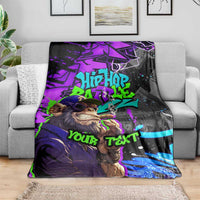 Hip Hop Battle Blanket Smoking Ape Character and Purple Green Graffiti Street Art Design - Wonder Print Shop