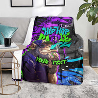 Hip Hop Battle Blanket Smoking Ape Character and Purple Green Graffiti Street Art Design - Wonder Print Shop