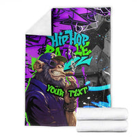 Hip Hop Battle Blanket Smoking Ape Character and Purple Green Graffiti Street Art Design - Wonder Print Shop