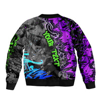 Hip Hop Battle Bomber Jacket Smoking Ape Character and Purple Green Graffiti Street Art Design - Wonder Print Shop