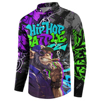 Hip Hop Battle Button Sweatshirt Smoking Ape Character and Purple Green Graffiti Street Art Design - Wonder Print Shop