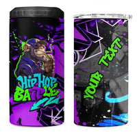 Hip Hop Battle 4 in 1 Can Cooler Tumbler Smoking Ape Character and Purple Green Graffiti Street Art Design - Wonder Print Shop