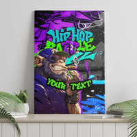 Hip Hop Battle Canvas Wall Art Smoking Ape Character and Purple Green Graffiti Street Art Design - Wonder Print Shop
