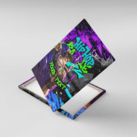 Hip Hop Battle Canvas Wall Art Smoking Ape Character and Purple Green Graffiti Street Art Design - Wonder Print Shop
