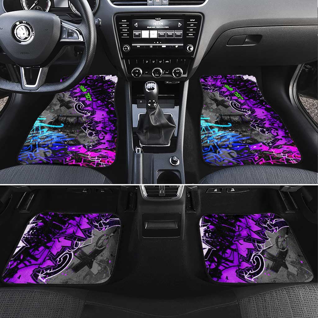 Hip Hop Battle Car Mats Smoking Ape Character and Purple Green Graffiti Street Art Design - Wonder Print Shop