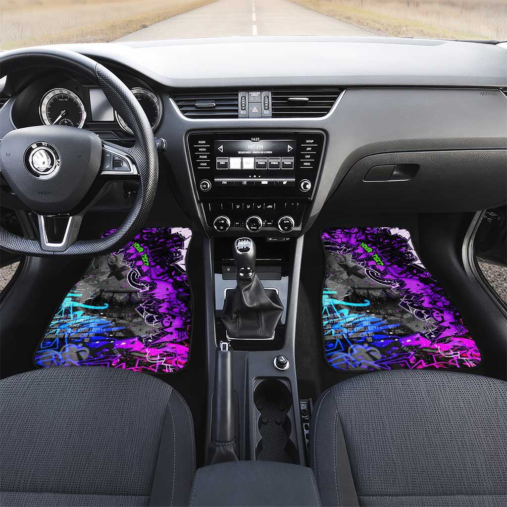 Hip Hop Battle Car Mats Smoking Ape Character and Purple Green Graffiti Street Art Design - Wonder Print Shop