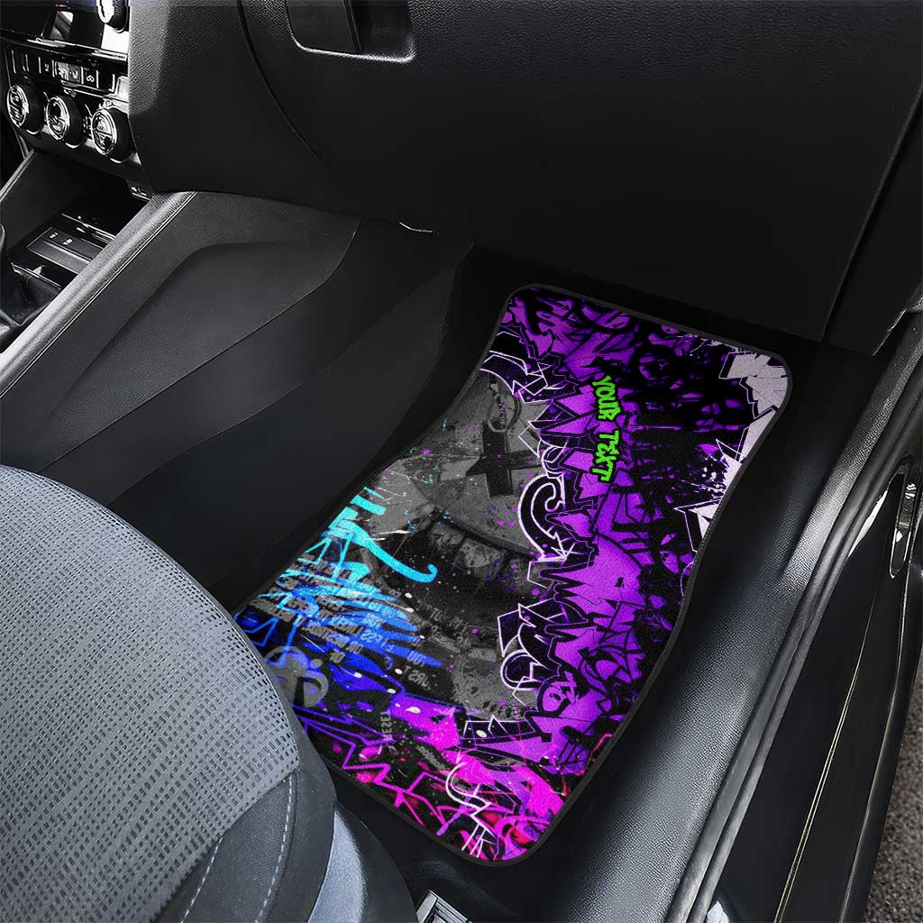 Hip Hop Battle Car Mats Smoking Ape Character and Purple Green Graffiti Street Art Design - Wonder Print Shop
