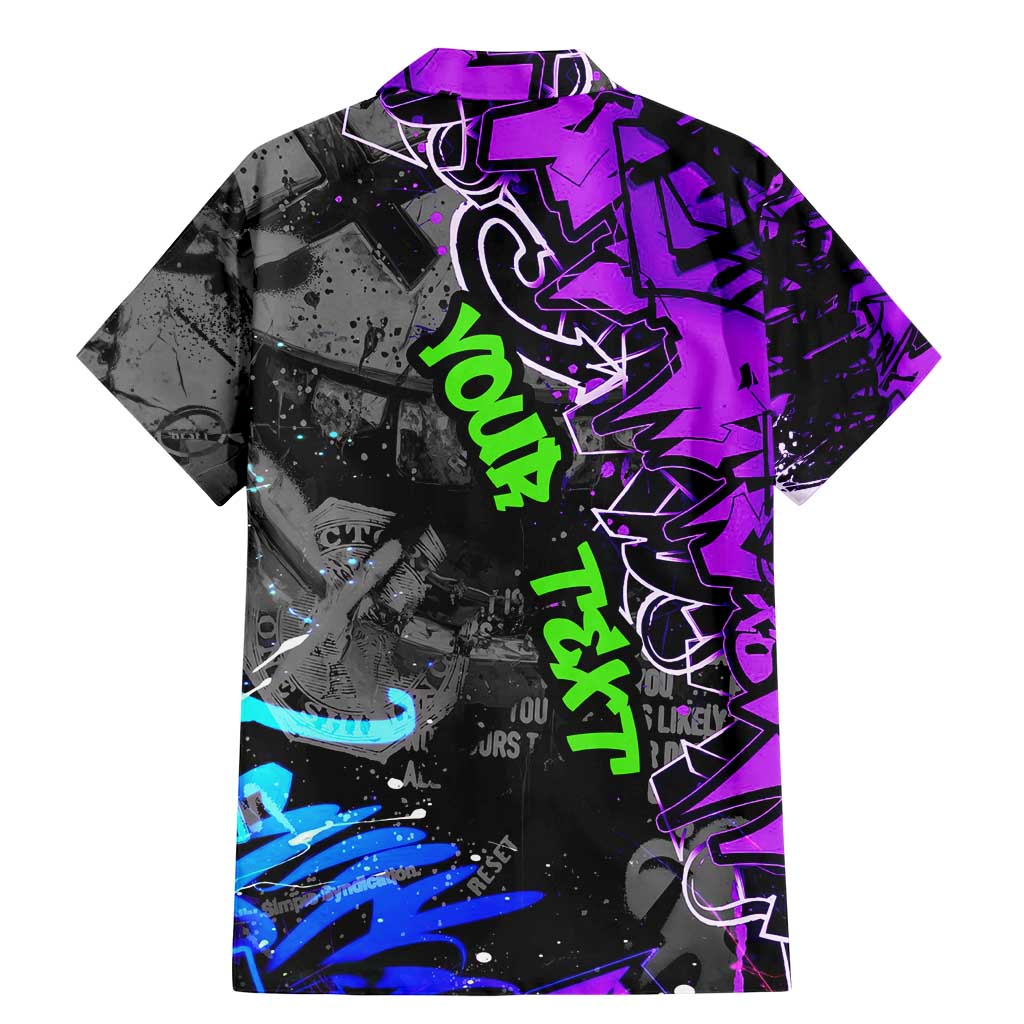 Hip Hop Battle Family Matching Mermaid Dress and Hawaiian Shirt Smoking Ape Character and Purple Green Graffiti Street Art Design - Wonder Print Shop