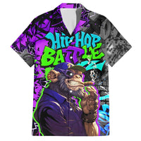 Hip Hop Battle Family Matching Puletasi and Hawaiian Shirt Smoking Ape Character and Purple Green Graffiti Street Art Design - Wonder Print Shop