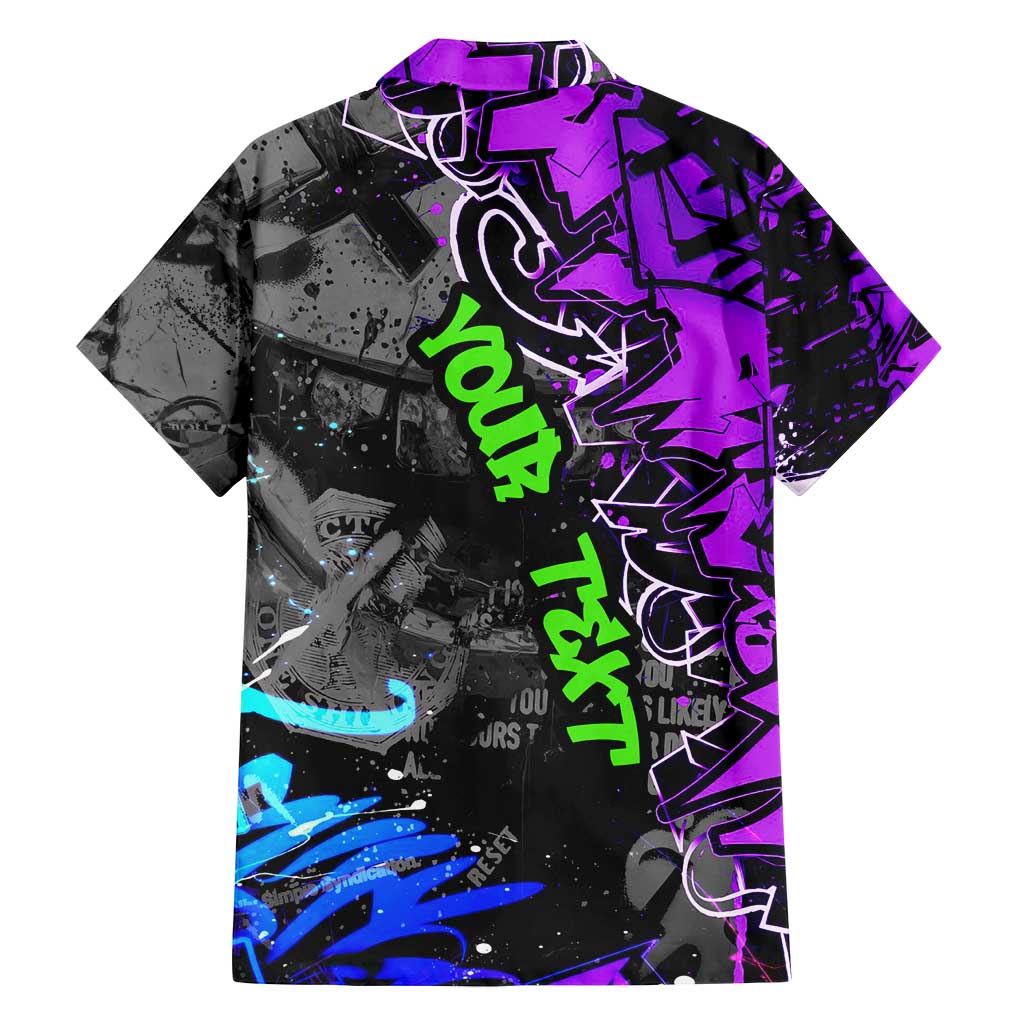 Hip Hop Battle Family Matching Puletasi and Hawaiian Shirt Smoking Ape Character and Purple Green Graffiti Street Art Design - Wonder Print Shop