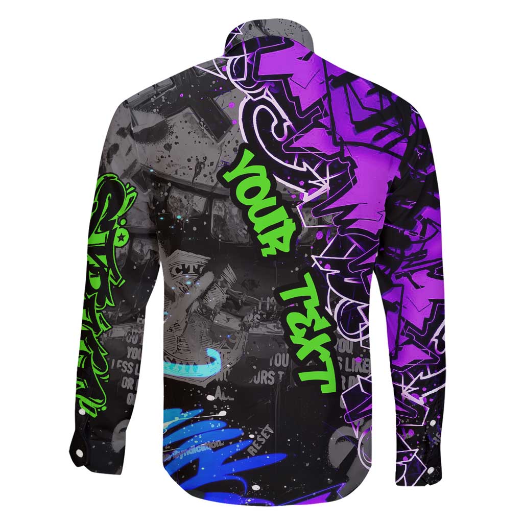 Hip Hop Battle Family Matching Short Sleeve Bodycon Dress and Hawaiian Shirt Smoking Ape Character and Purple Green Graffiti Street Art Design - Wonder Print Shop