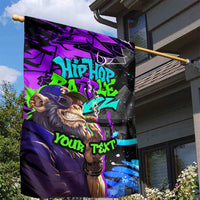 Hip Hop Battle Garden Flag Smoking Ape Character and Purple Green Graffiti Street Art Design - Wonder Print Shop