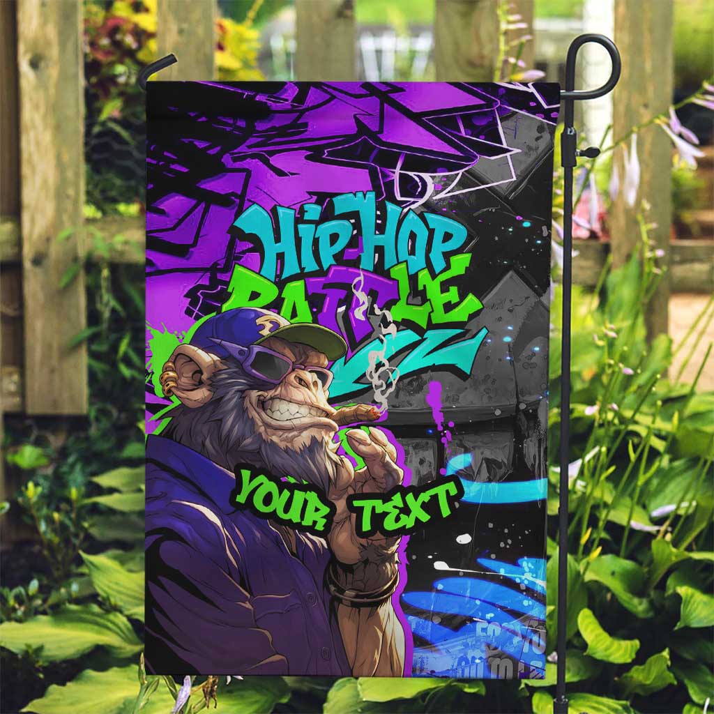 Hip Hop Battle Garden Flag Smoking Ape Character and Purple Green Graffiti Street Art Design - Wonder Print Shop