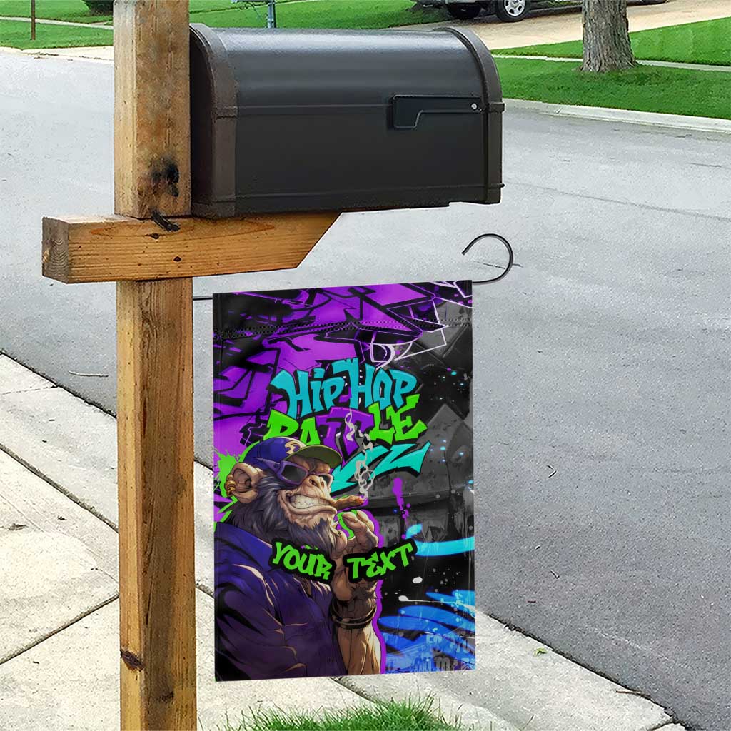 Hip Hop Battle Garden Flag Smoking Ape Character and Purple Green Graffiti Street Art Design - Wonder Print Shop